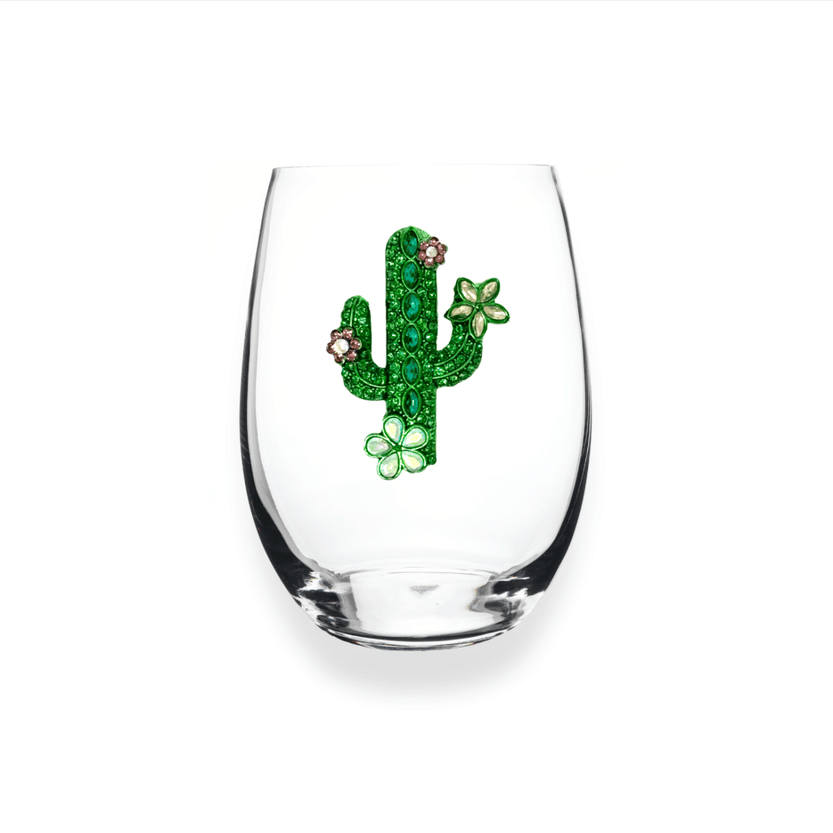 The Queens' Jewels Cactus Flower Jeweled Stemless Glassware | CeCe's Home & Gifts
