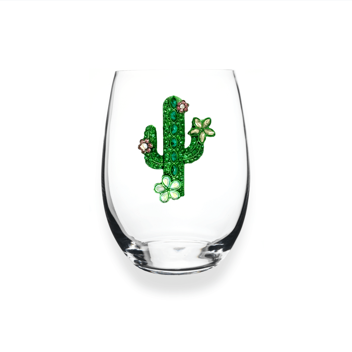 The Queens' Jewels Cactus Flower Jeweled Stemless Glassware | CeCe's Home & Gifts
