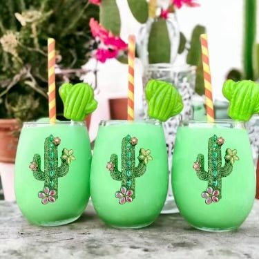 The Queens' Jewels Cactus Flower Jeweled Stemless Glassware | CeCe's Home & Gifts
