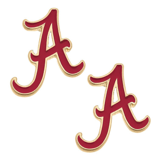 Canvas Style Canvas Style - Alabama Crimson Tide Enamel Stud Earrings in Crimson | CeCe's Home & Gifts