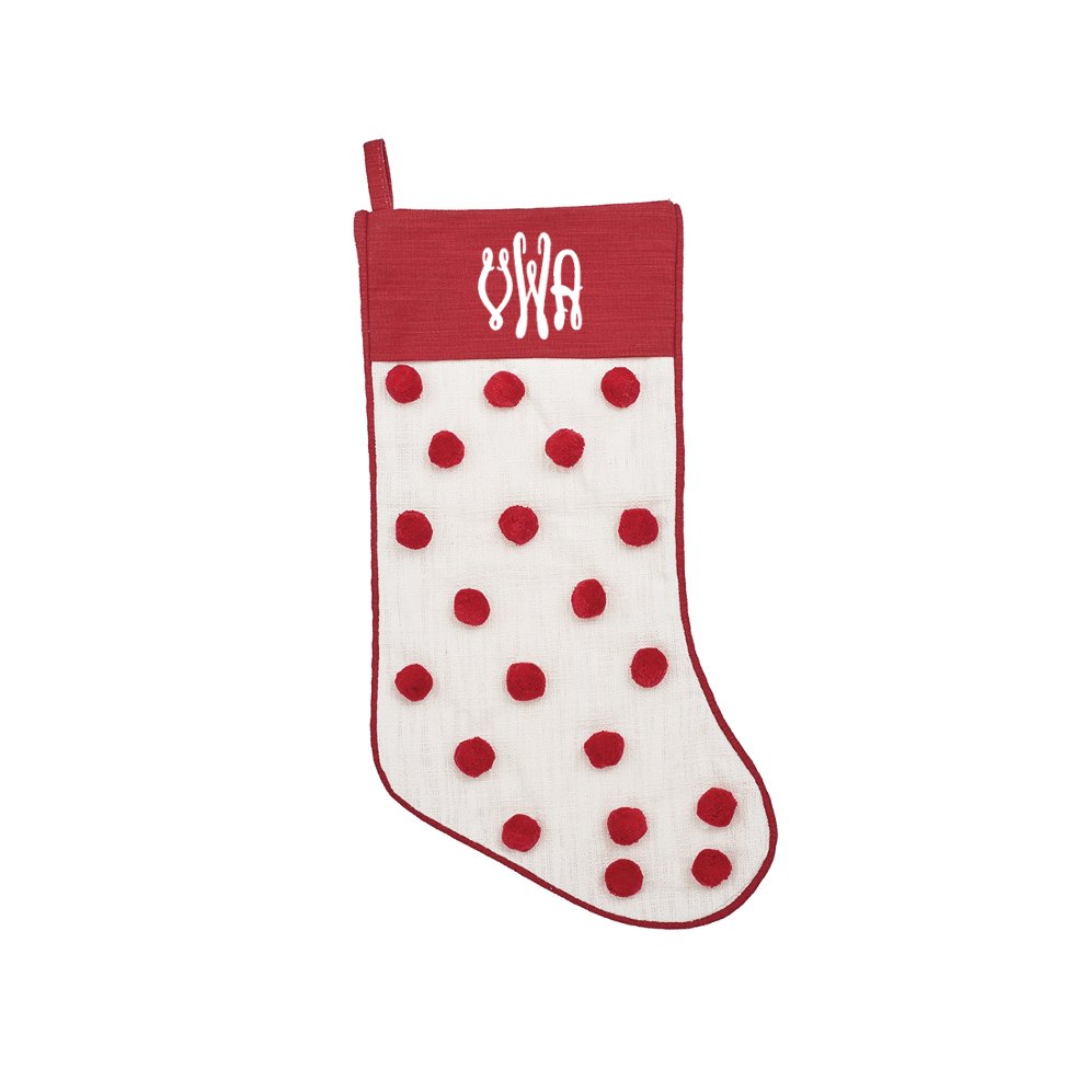 Carol & Frank Ruby Dot Tufted Stocking - CeCe's Home & Gifts