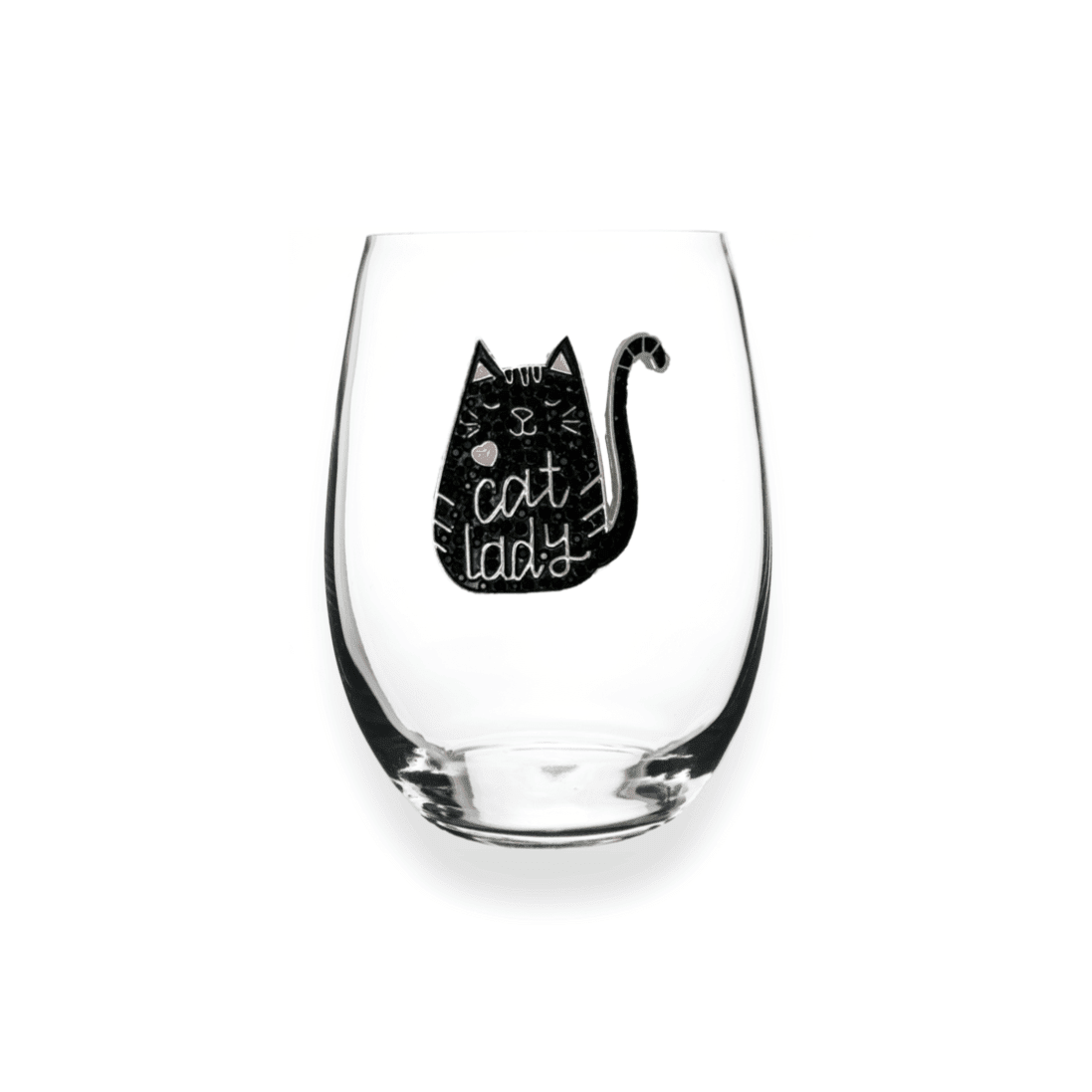 The Queens' Jewels Cat Lady Jeweled Stemless Glassware | CeCe's Home & Gifts