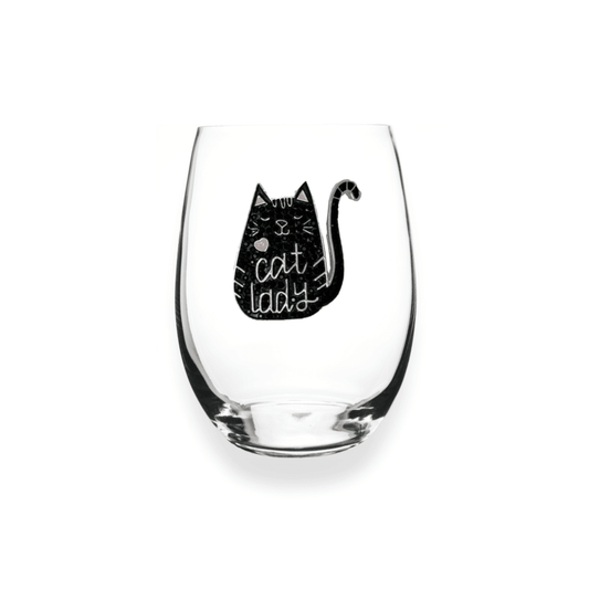 The Queens' Jewels Cat Lady Jeweled Stemless Glassware | CeCe's Home & Gifts