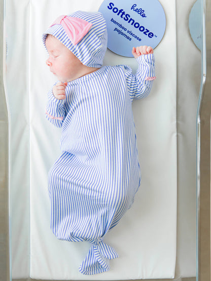 Baby Girl Periwinkle Stripe Bamboo Knotted Gift Set