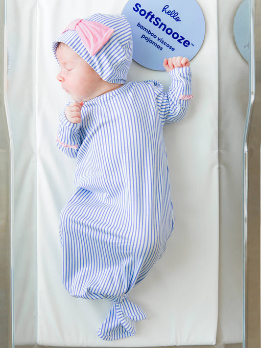 Baby Girl Periwinkle Stripe Bamboo Knotted Gift Set