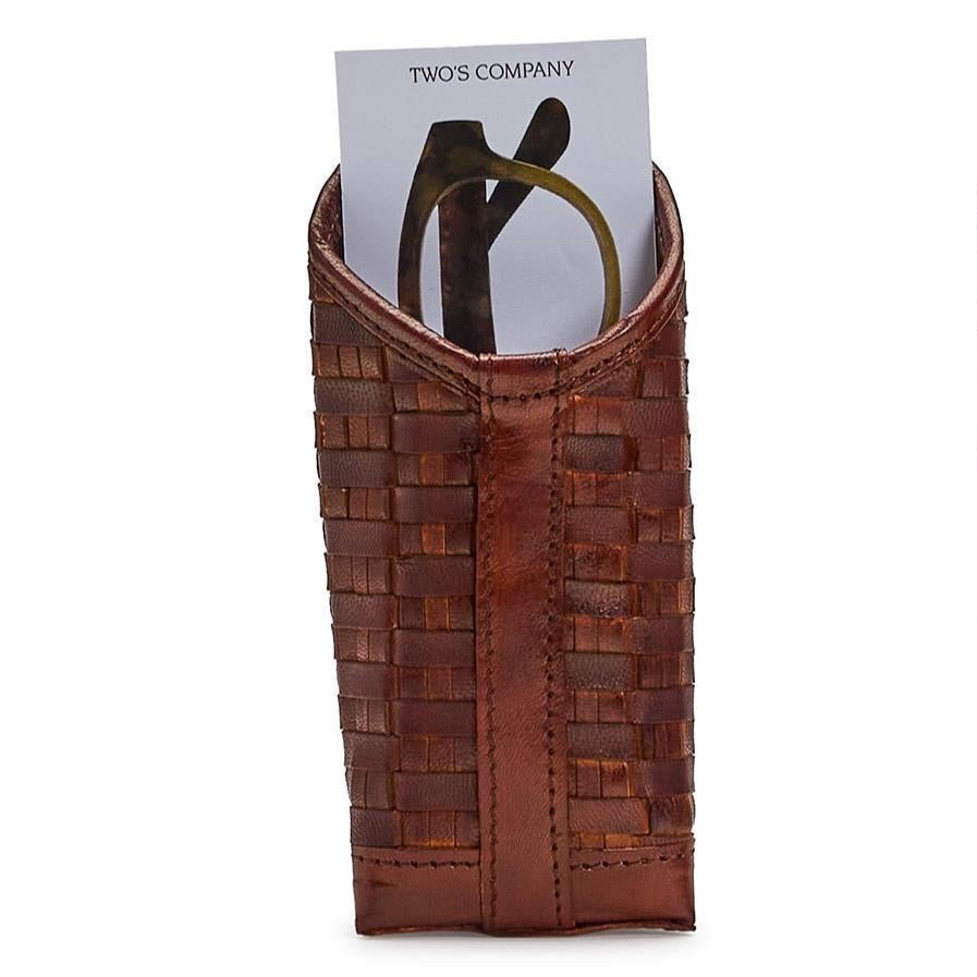 Two's Company Chestnut Woven Leather Eyeglass Holder - 2 Styles | CeCe's Home & Gifts