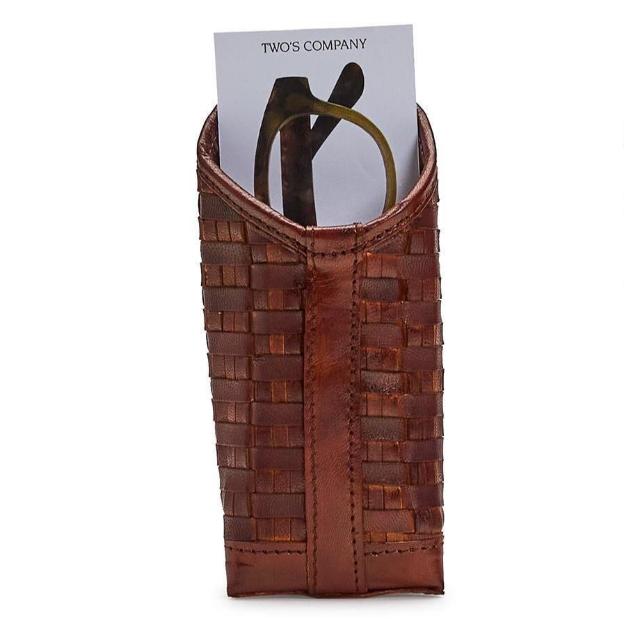 Two's Company Chestnut Woven Leather Eyeglass Holder - 2 Styles | CeCe's Home & Gifts