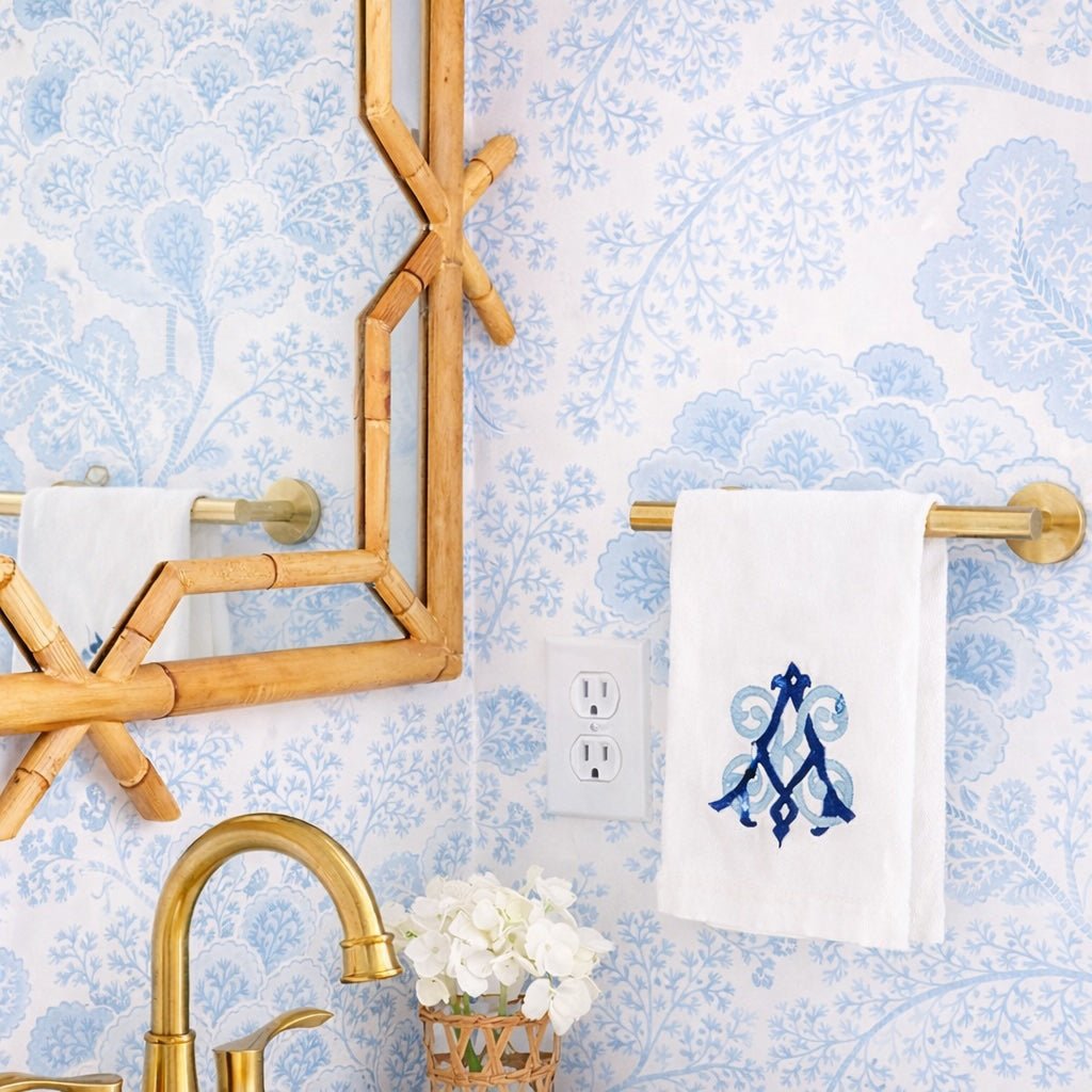 Design by Shuler Studio Chic Monogrammed Natural Linen Tea Towel - 2 Colors | CeCe's Home & Gifts