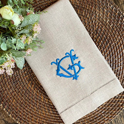 Design by Shuler Studio Chic Monogrammed Natural Linen Tea Towel - 2 Colors | CeCe's Home & Gifts