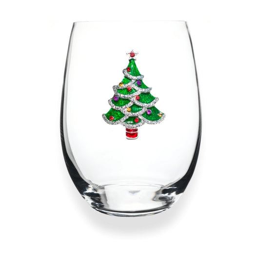 Christmas 2023 Tree Jeweled Stemless Glassware - CeCe's Home & Gifts