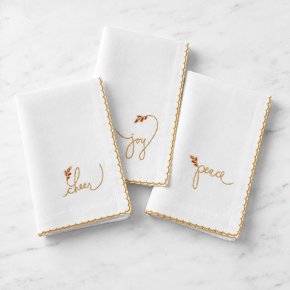Tableau Christmas Gold Trimmed Sentiment Napkins - 3 Styles | CeCe's Home & Gifts