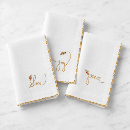 Tableau Christmas Gold Trimmed Sentiment Napkins - 3 Styles | CeCe's Home & Gifts