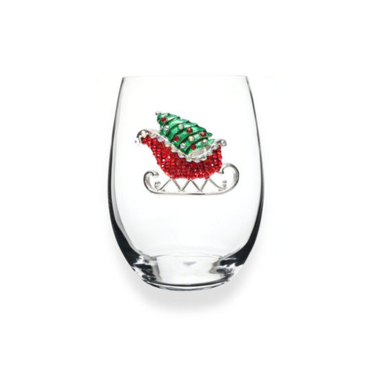 Christmas Sleigh Jeweled Stemless Glassware - CeCe's Home & Gifts