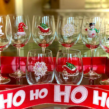 The Queens' Jewels Christmas Sleigh Jeweled Stemmed Glassware | CeCe's Home & Gifts