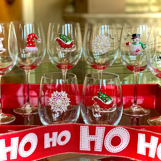 Christmas Sleigh Jeweled Stemmed Glassware - CeCe's Home & Gifts