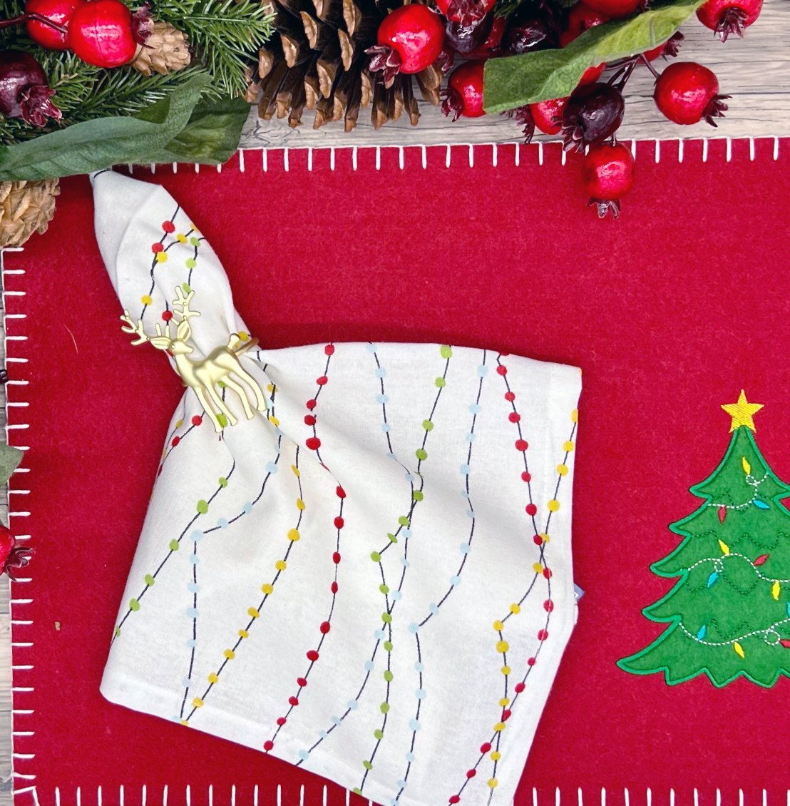 C&F HOME Christmas Village Lights Cloth Napkin | CeCe's Home & Gifts