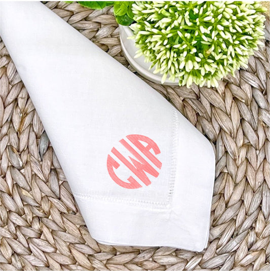 Circle Monogrammed Linen Dinner Napkin - CeCe's Home & Gifts