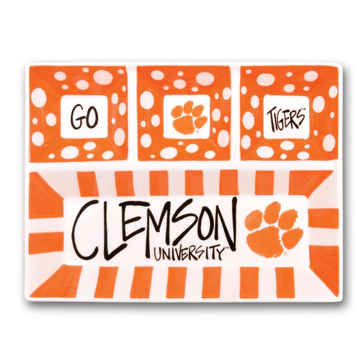 Clemson Four-Section Ceramic Serving Dish - CeCe's Home & Gifts