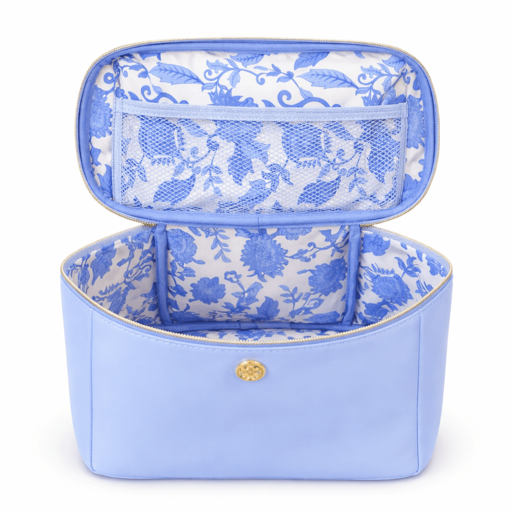 Mary Square Cornflower "Kiss & Makeup" Makeup Bag | CeCe's Home & Gifts