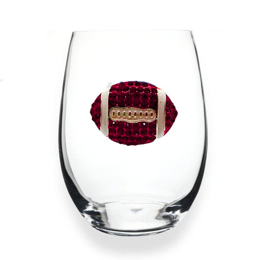Crimson Football Jeweled Stemless Glassware - CeCe's Home & Gifts