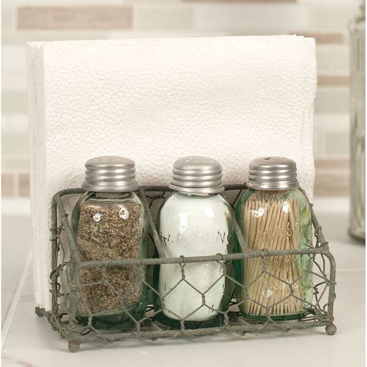 CTW Chicken Wire Salt Pepper and Napkin Caddy - CeCe's Home & Gifts