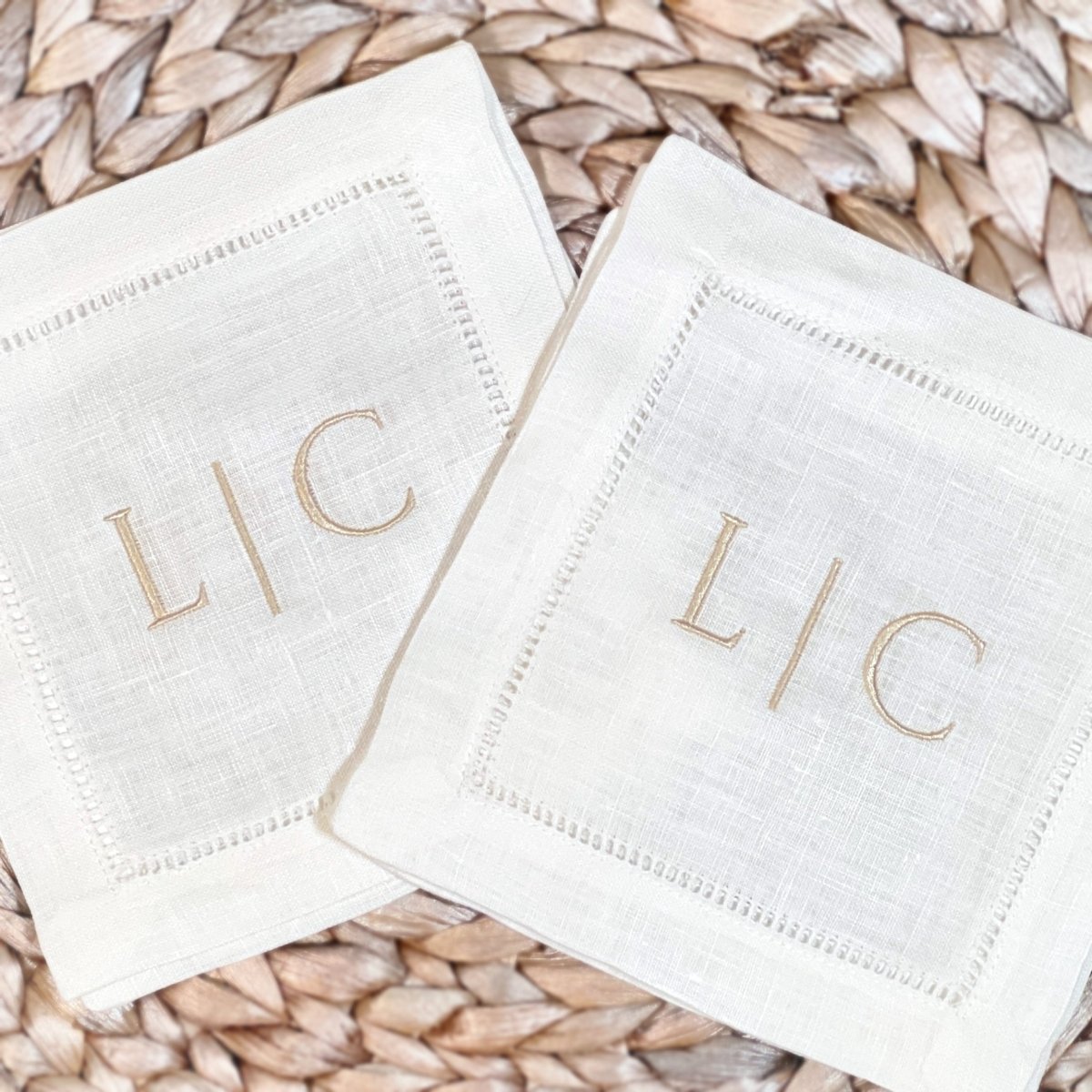 Custom Monogrammed Linen Cocktail Napkin - CeCe's Home & Gifts