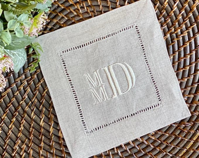 Custom Monogrammed Linen Cocktail Napkin - CeCe's Home & Gifts