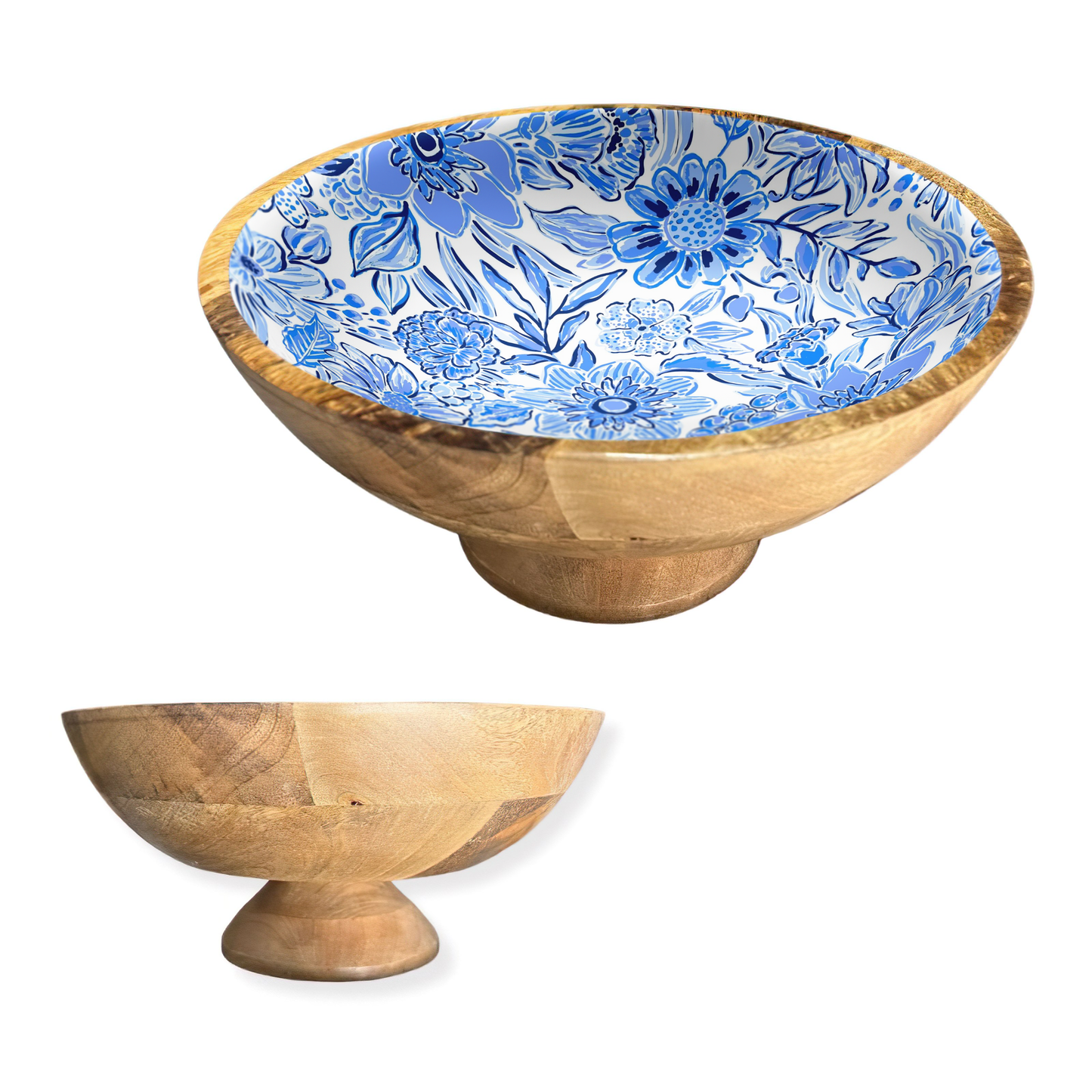My Casita Blue Floral Pedestal Bowl
