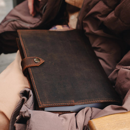 Dark Brown Leather Notebook - 6 x 8 - CeCe's Home & Gifts