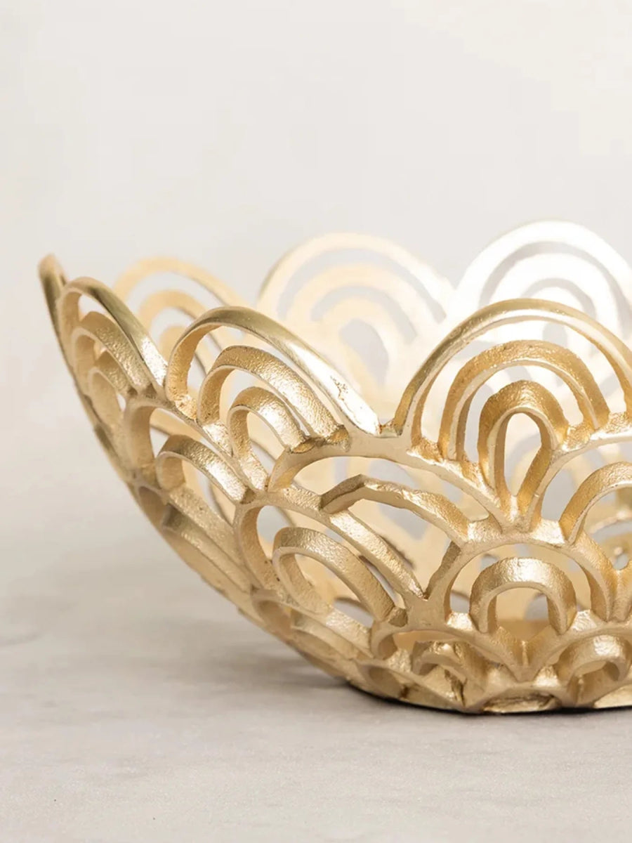 Decorative Gold Metal Scalloped Bowl - CeCe's Home & Gifts