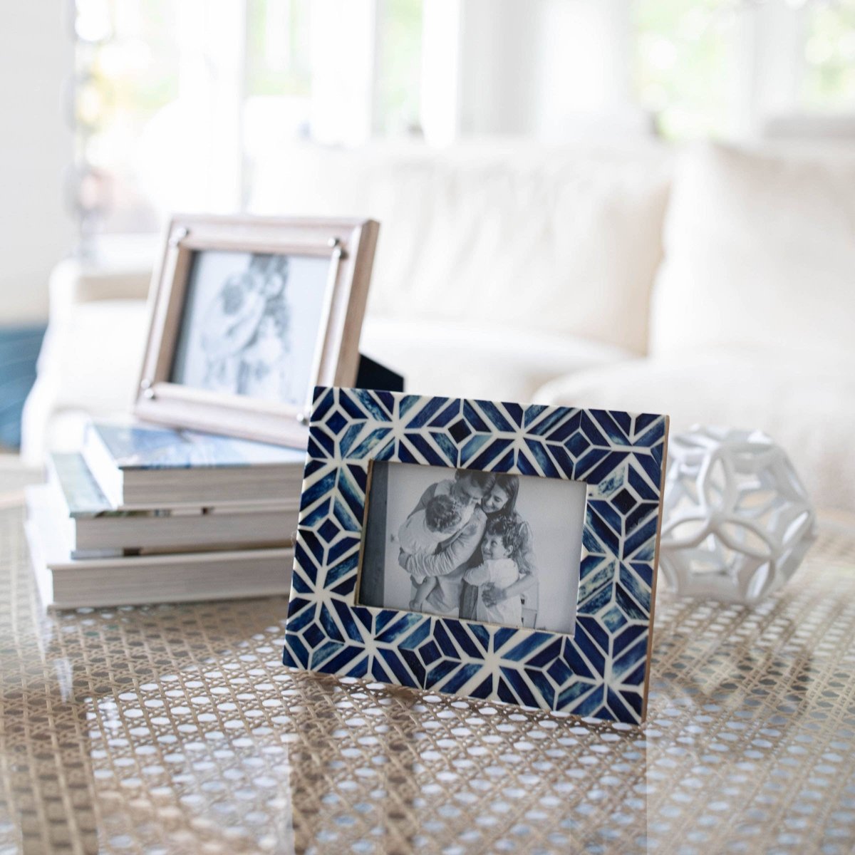 Foreside Home & Garden Deep Blue Resin Mosaic 4 x 6 Picture Frame | CeCe's Home & Gifts