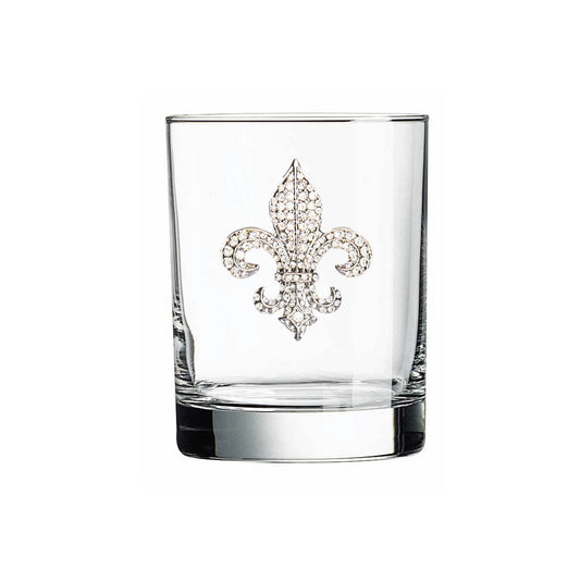Diamond Fleur de Lis Jeweled Double Old-Fashioned Glass - CeCe's Home & Gifts