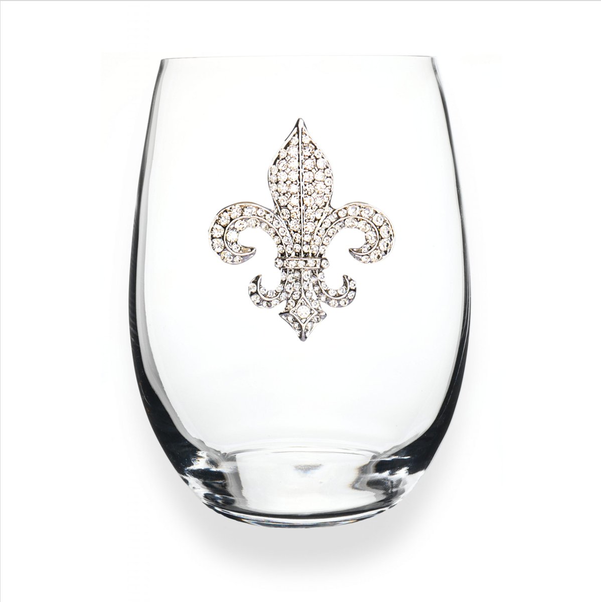 The Queens' Jewels Diamond Fleur de Lis Jeweled Stemless Glassware | CeCe's Home & Gifts