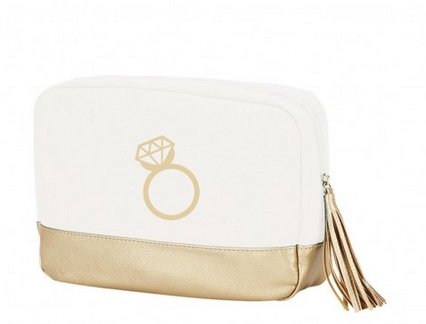 Diamond Ring Embroidered Creme Cabana Cosmetic Bag - CeCe's Home & Gifts