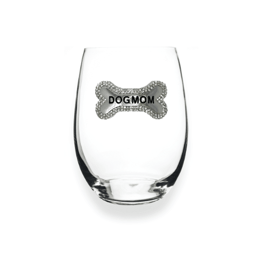 The Queens' Jewels Dog Mom Tag Jeweled Stemless Glassware | CeCe's Home & Gifts