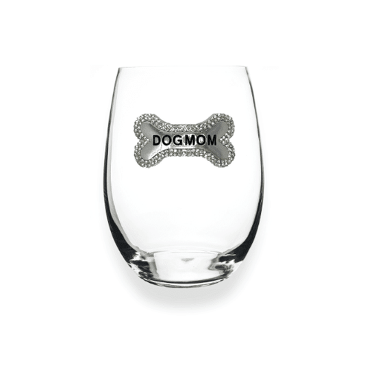 The Queens' Jewels Dog Mom Tag Jeweled Stemless Glassware | CeCe's Home & Gifts