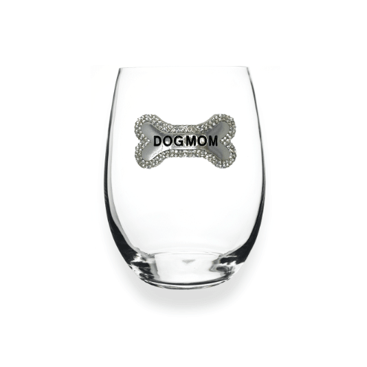 The Queens' Jewels Dog Mom Tag Jeweled Stemless Glassware | CeCe's Home & Gifts