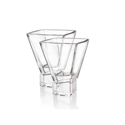 Square Base Stemless Martini Glasses - Set of 2
