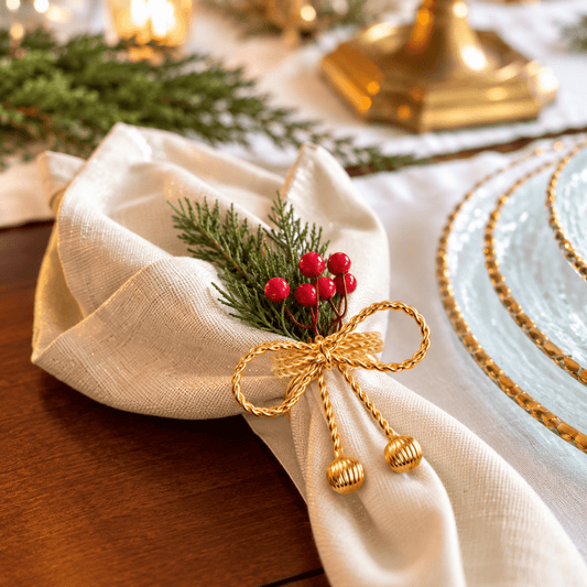 Tableau Home Elegant Gold Metal Bow Napkin Ring | CeCe's Home & Gifts