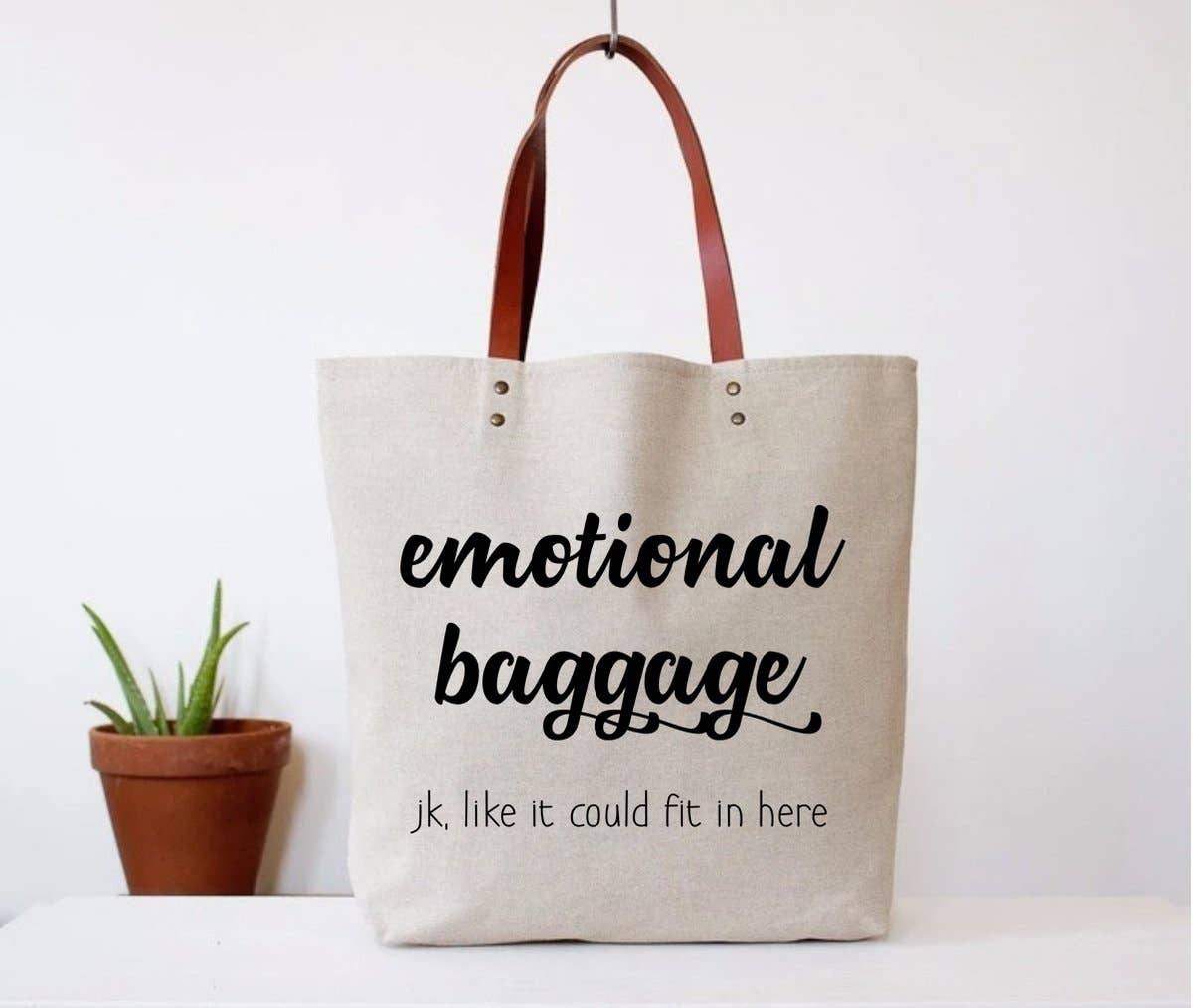 FUN CLUB "Emotional Baggage" Canvas Tote Bag | CeCe's Home & Gifts