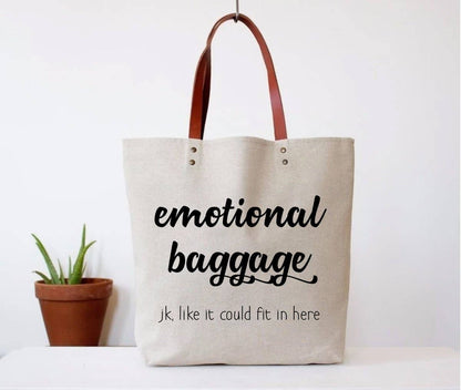 FUN CLUB "Emotional Baggage" Canvas Tote Bag | CeCe's Home & Gifts
