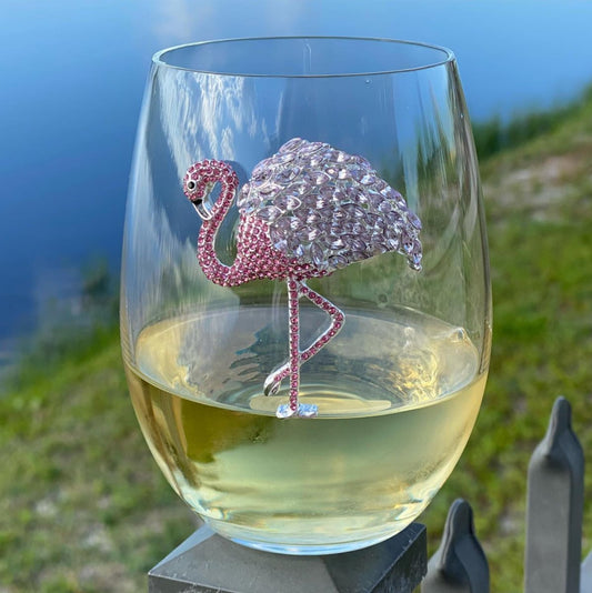 Flamingo Jeweled Stemless Glassware - CeCe's Home & Gifts