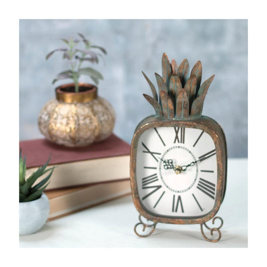 Foreside Home & Gardens Pineapple Clock - CeCe's Home & Gifts