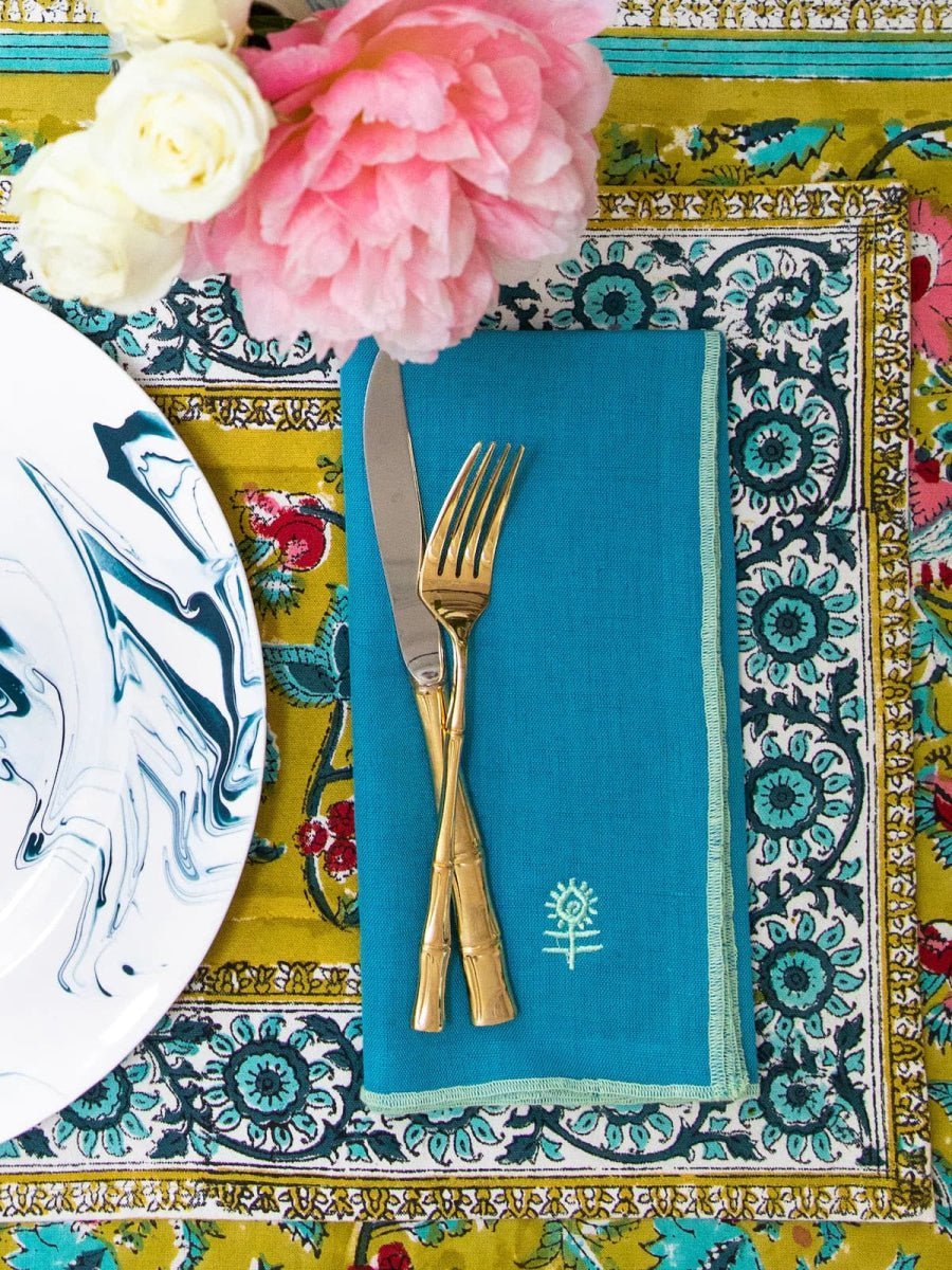 Furbish Furbish Icon Linen Sky + Mint Dinner Napkins | Set of 4 | CeCe's Home & Gifts