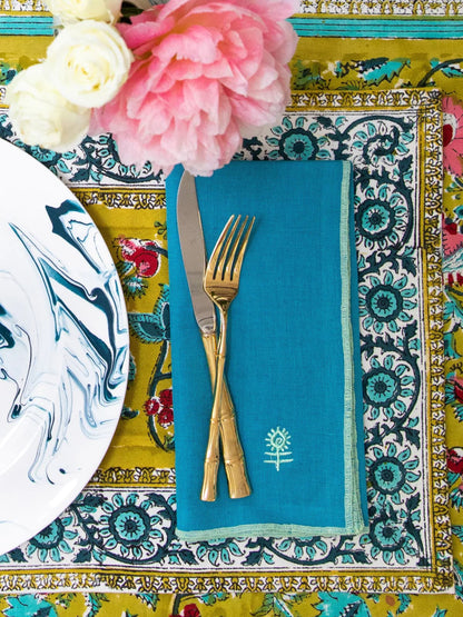 Furbish Furbish Icon Linen Sky + Mint Dinner Napkins | Set of 4 | CeCe's Home & Gifts