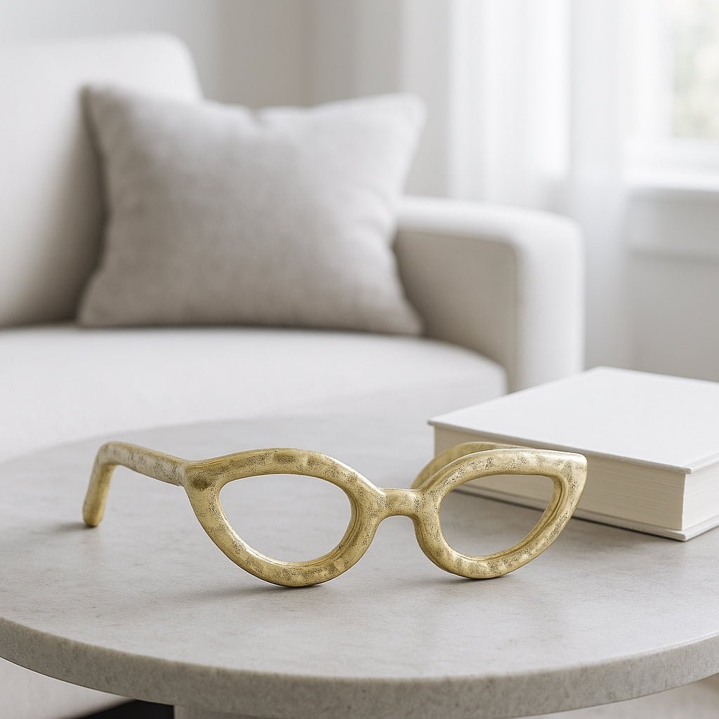 Sagebrook Home Gold Metal Cat Eye Glasses Abstract Sculpture | CeCe's Home & Gifts