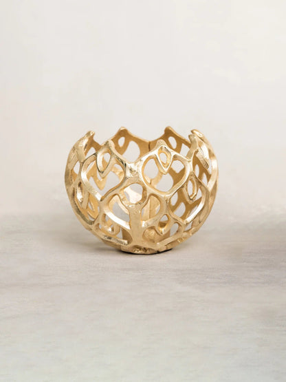 Mary Square Gold Metal Diamond Scalloped Votive - 2 Sizes | CeCe's Home & Gifts