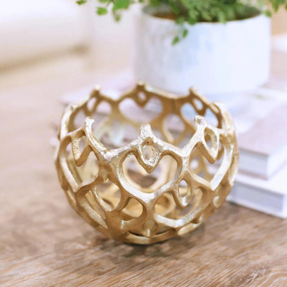 Mary Square Gold Metal Diamond Scalloped Votive - 2 Sizes | CeCe's Home & Gifts