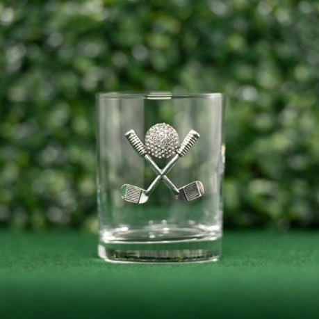 Golf Clubs Jeweled Double Old-Fashioned Glass - CeCe's Home & Gifts