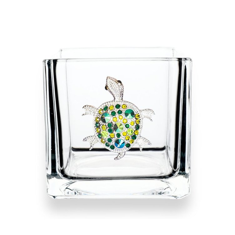 The Queens' Jewels Green Sea Turtle Jeweled Decorative Glass Bowl | CeCe's Home & Gifts